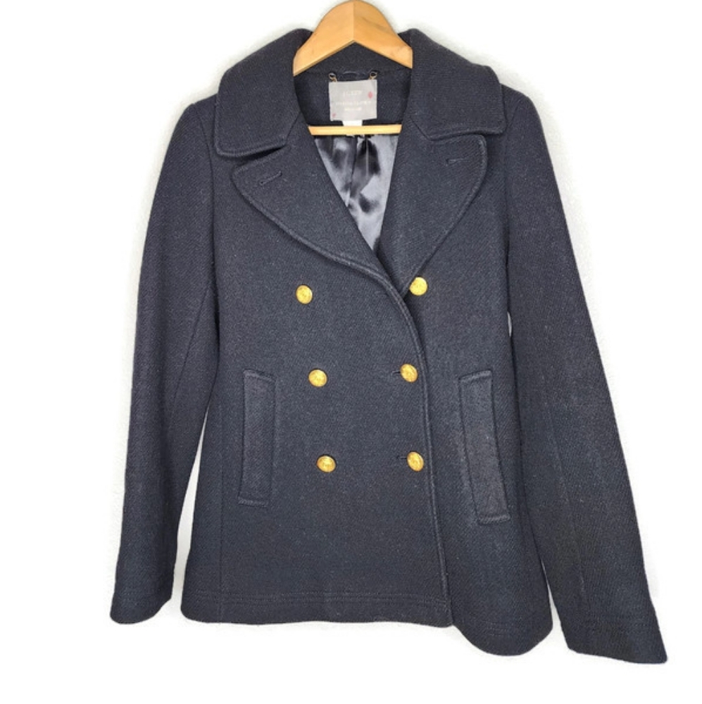 J. Crew Navy Pea Coat with Gold Buttons